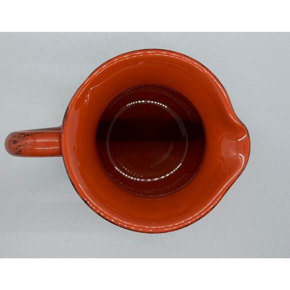 Vintage Small Orange & Brown Pitcher Glazed Clay Made in Italy 5 1/4" Pottery - Picture 5 of 9